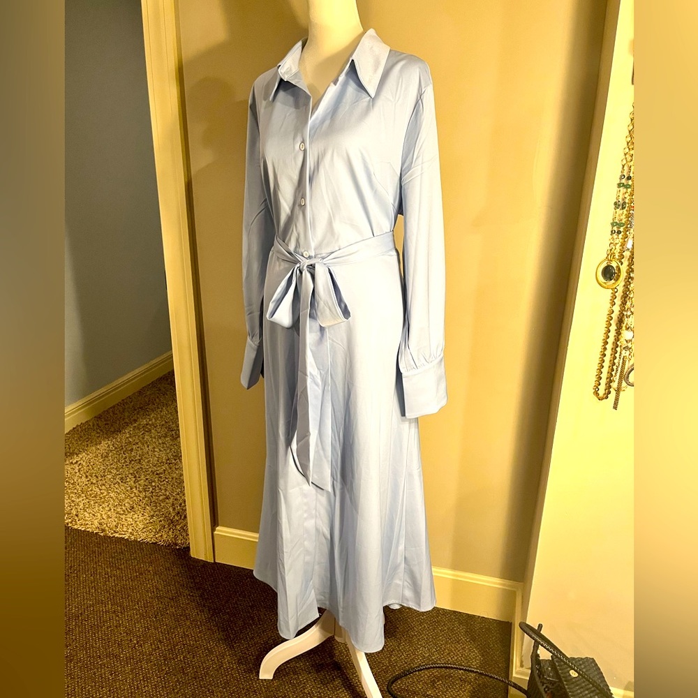 Blue shirt dress, large. Never worn.